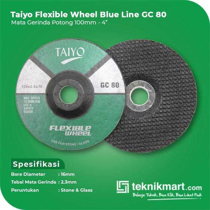 TAIYO GC 80 FLEXIBLE GRINDING WHEEL FOR STONE & GLASS BLUE LINE 103X2.5X16MM - Image 2