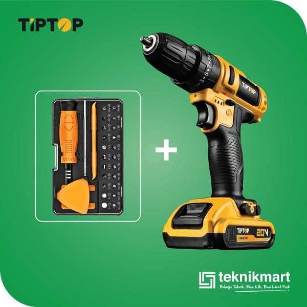 TIP TOP BMT-200SE CORDLESS SCREWDRIVER DRILL 20V DENGAN TIP TOP MINI MFIX 100 IN 1 MULTI TOOL