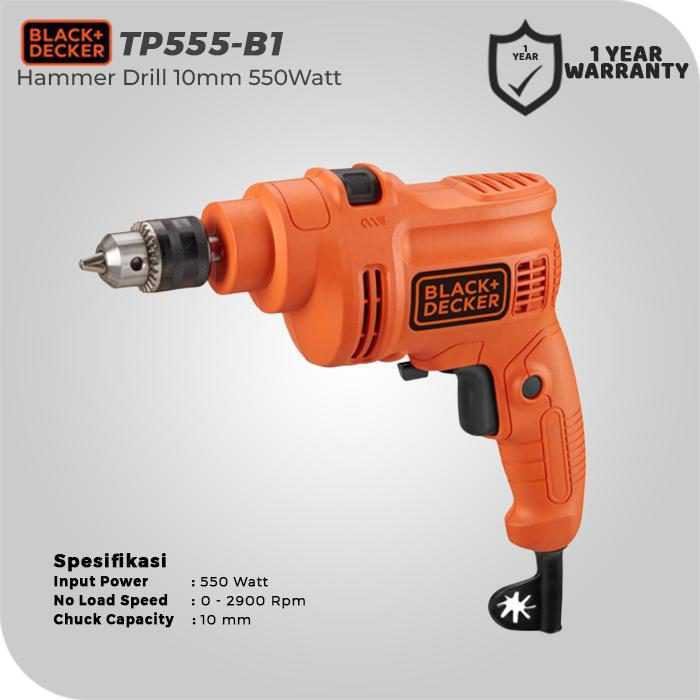 BLACK AND DECKER TP555 HAMMER DRILL VARIABLE 10MM 550W - Image 2