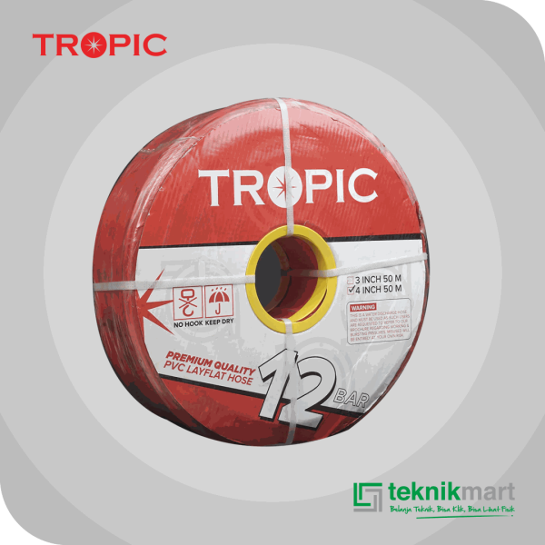 TROPIC SELANG BUANG WARNA MERAH 4" 12 BAR 1ROL @50 MTR