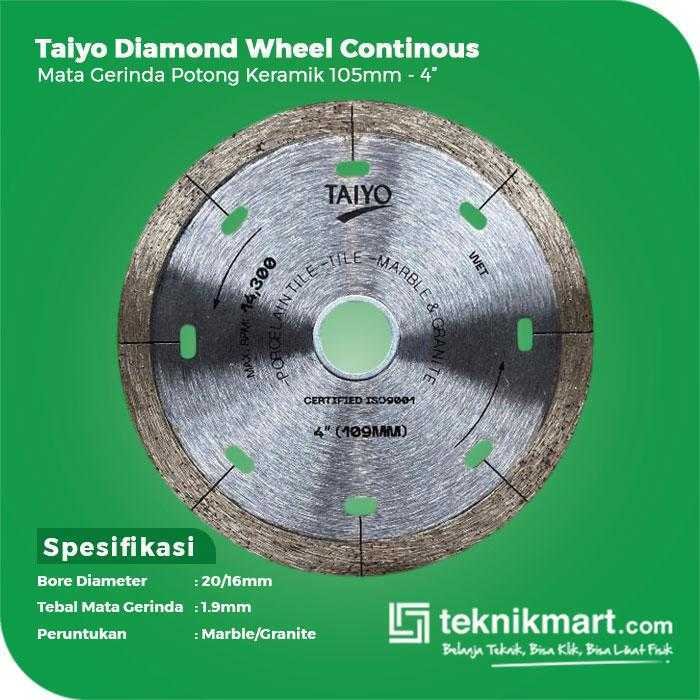TAIYO DIAMOND WHEEL CONTINUOUS FOR GRANITE 105X1.9X20/16MM (WET PREMIUM) - Image 2
