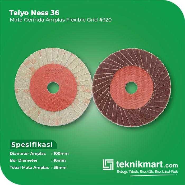 TAIYO NESS FLAP DISC FLEXIBLE GRID #320 100X16X36MM - Image 3