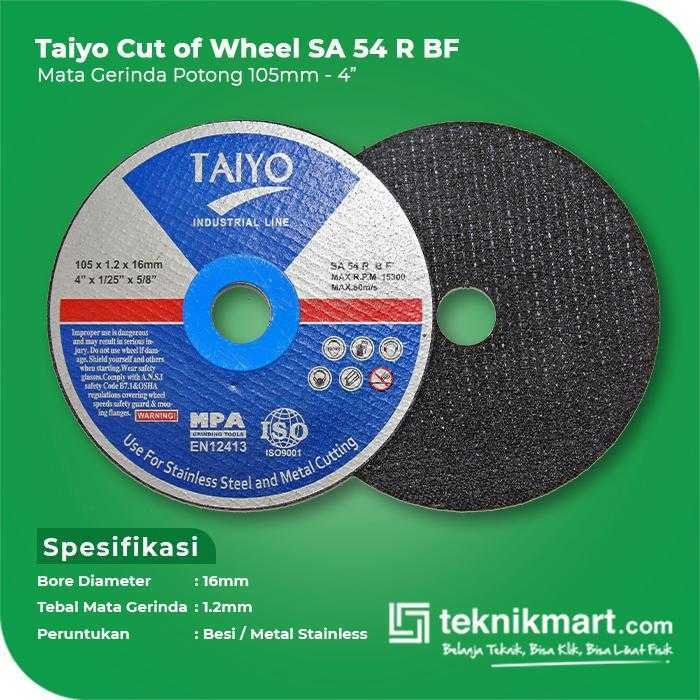 TAIYO SA 54 R BF CUT OF WHEEL FOR METAL & STAINLESS BLUE LINE 107X1.2X16MM - Image 2