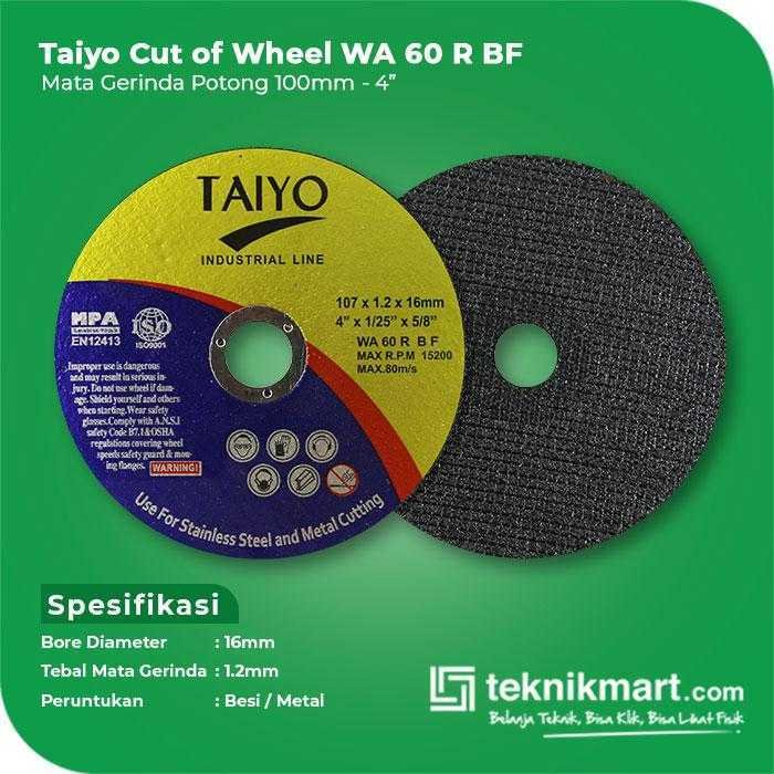 TAIYO WA 60 R BF CUT OF WHEEL FOR METAL & STAINLESS YELLOW LINE 107X1.2X16MM - Image 2