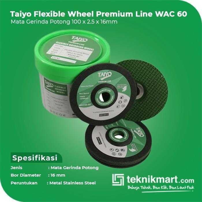 TAIYO WAC 60 FLEXIBLE GRINDING WHEEL FOR STAINLESS PREMIUM LINE 103X2.5X16MM - Image 2