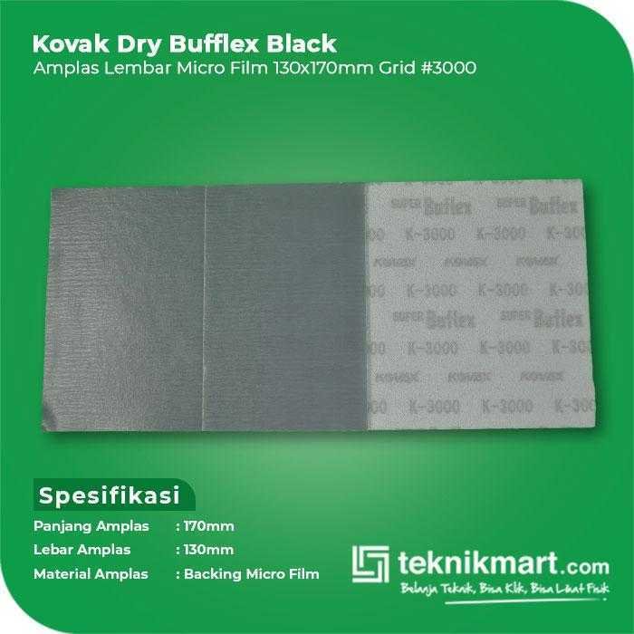 KOVAX DRY BUFFLEX BLACK AMPLAS SHEET KERTAS GRID #3000 130X170MM - Image 2