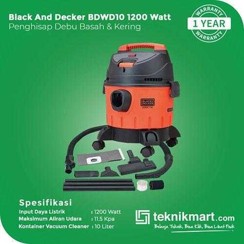 BLACK AND DECKER BDWD10 VACUUM CLEANER WET & DRY 1200 WATT 10 LITER - Image 2