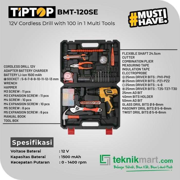TIP TOP BMT-120SE CORDLESS SCREWDRIVER DRILL 12V WITH 100 IN 1 MULTI TOOL - Image 2
