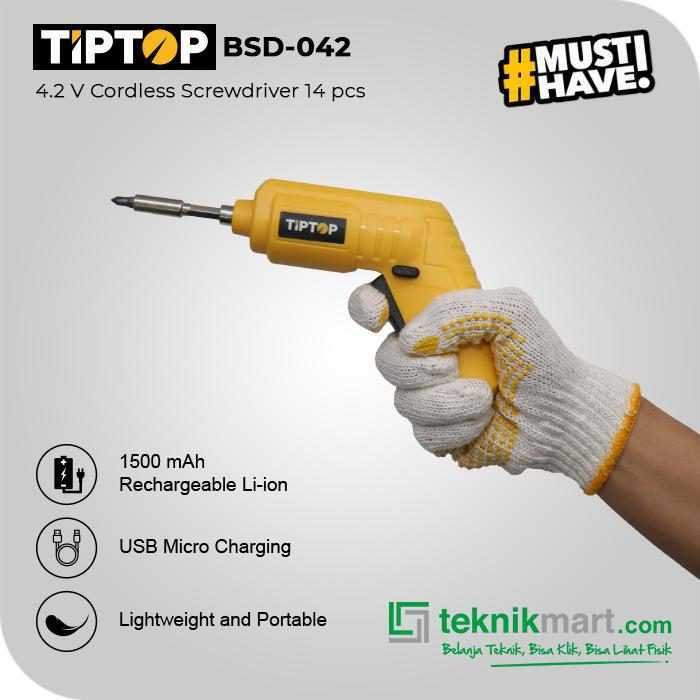 TIP TOP BSD-042 CORDLESS SCREWDRIVER 4.2V WITH 12 BITS