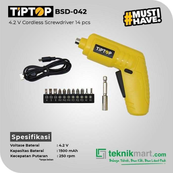 TIP TOP BSD-042 CORDLESS SCREWDRIVER 4.2V WITH 12 BITS - Image 2