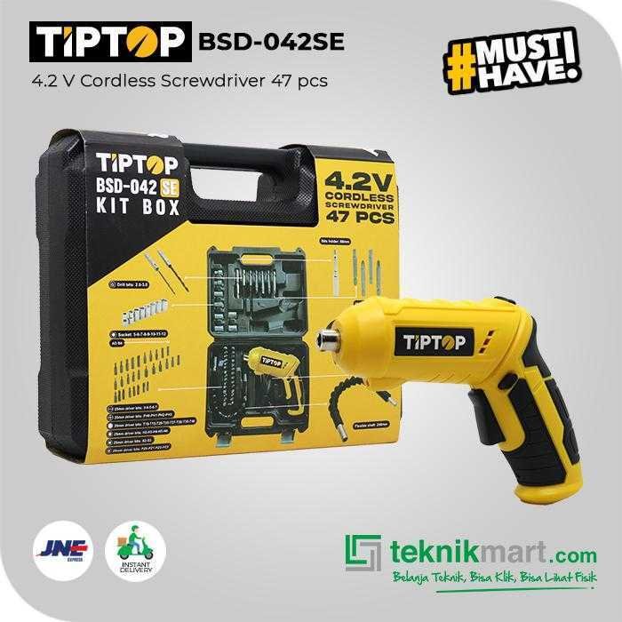 TIP TOP BSD-042SE KIT BOX CORDLESS SCREWDRIVER DRILL 4.2V WITH 47PCS - Image 3