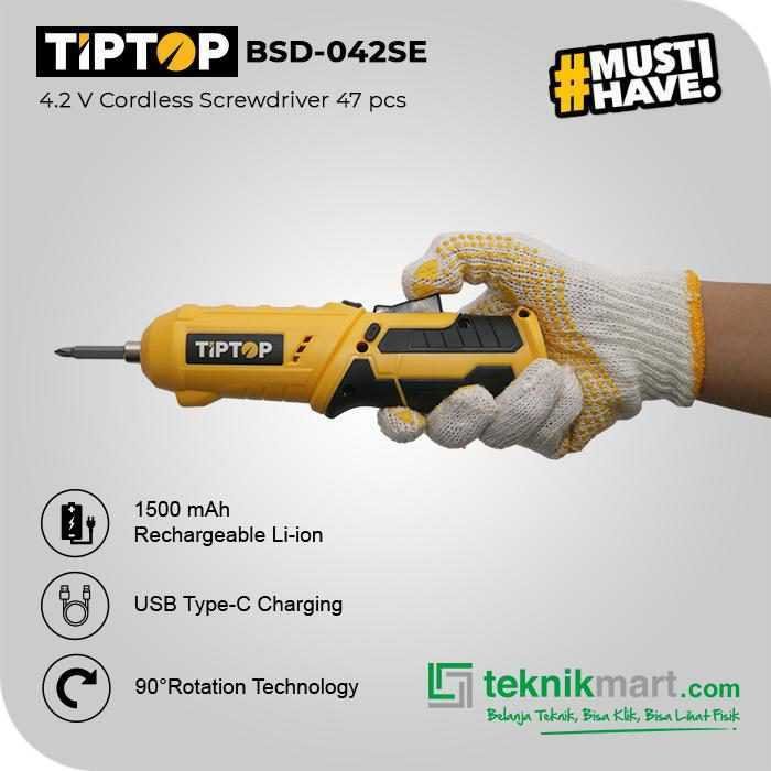 TIP TOP BSD-042SE KIT BOX CORDLESS SCREWDRIVER DRILL 4.2V WITH 47PCS
