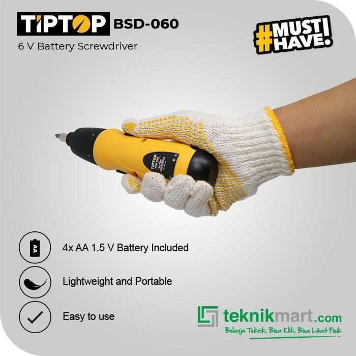 TIP TOP BSD-060 CORDLESS SCREWDRIVER 6V WITH BATTERY (4 x 1.5V)