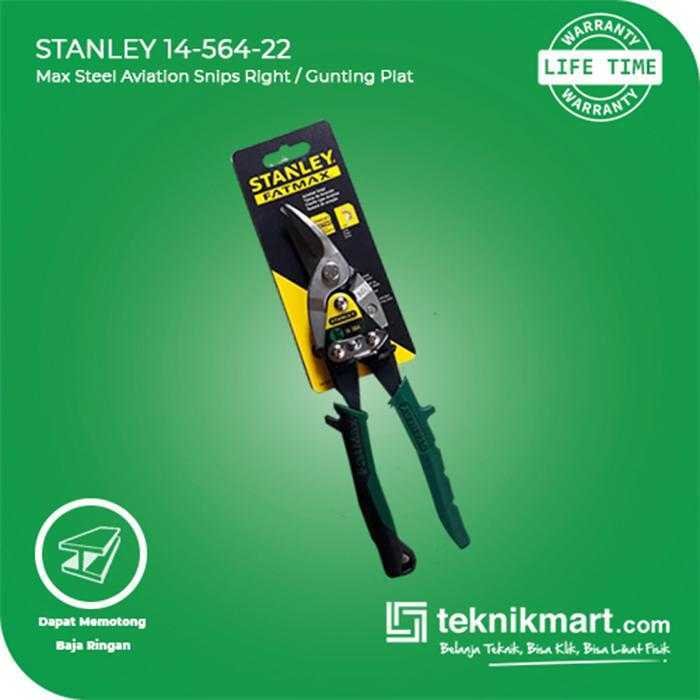 STANLEY 14-564-22 AVIATION SNIPS MAX STEEL- RIGHT (GREEN)