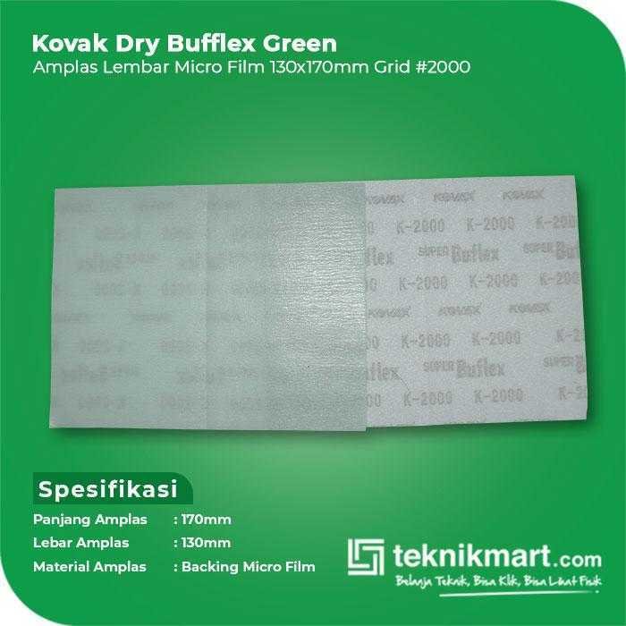 KOVAX DRY BUFFLEX GREEN AMPLAS SHEET KERTAS GRID #2000 130X170MM - Image 2