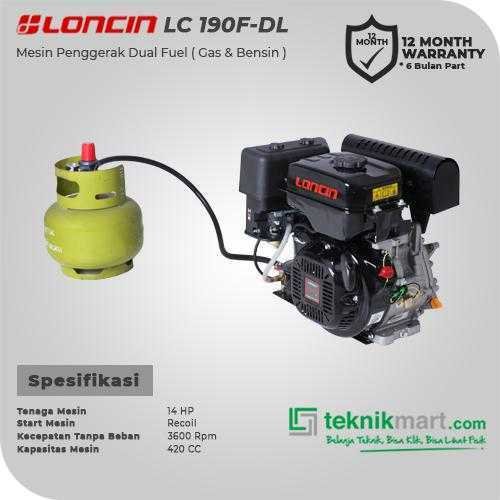 LONCIN LC 190 F-DL DUAL FUEL ENGINE 420CC 14HP - Image 2