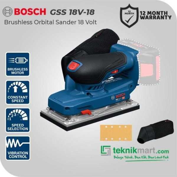 BOSCH GSS 18V-18 BRUSHLESS ORBITAL SANDER 18VOLT (UNIT ONLY)