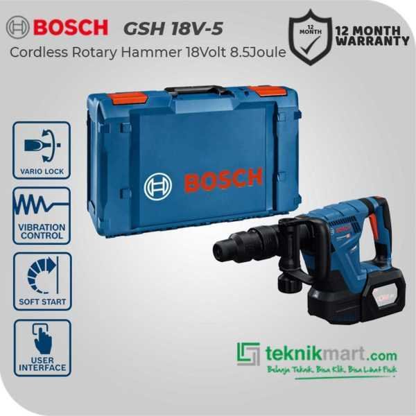 BOSCH GSH 18V-5 CORDLESS ROTARY HAMMER - SDS MAX 18VOLT 8.5JOULE (UNIT ONLY)